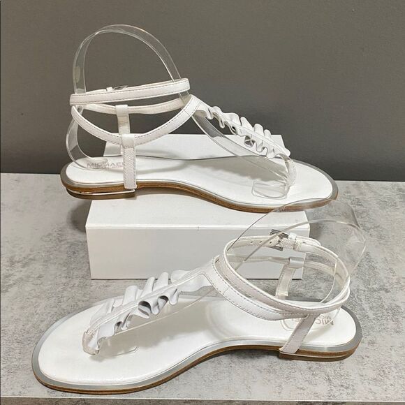 Michael Kors Elegant White Women's Strappy Thong Sandals Size 7 - Picture 3 of 13
